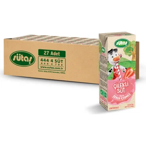 Şeker Ilavesiz Çilekli Süt 180 ml (27 Adet)