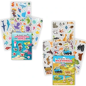 Mert Bebek My Sticker Book '' Su Altı Dünyası-Vahşi Hayvanlar'' ,  2’li Set Tükenmeyen Sticker Kitabı