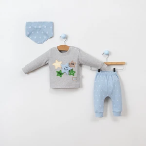 Linora Baby Happy Stars Işlemeli Fularlı 3'lü Bebek Takımı