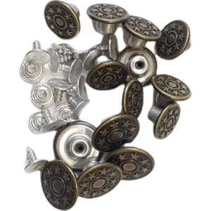 Büyük Boy 10 Adet Kot Pantolon Düğmesi, Jean Düğmesi Antik Sarı (Bronz) 17MM