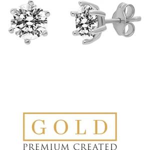 So CHIC Beyaz Altın Sertifikalı Premium Created Taşlı Tektaş Küpe