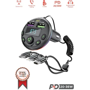 G14 36W Pd Şarj Özellikli Dijital Göstergeli Bluetooth Fm Transmitter