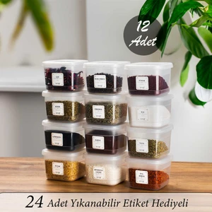 Org-430 Saklama Kabı - Bakliyat Saklama Kabı - 12lı Erzak Saklama Kabı Seti Şeffaf