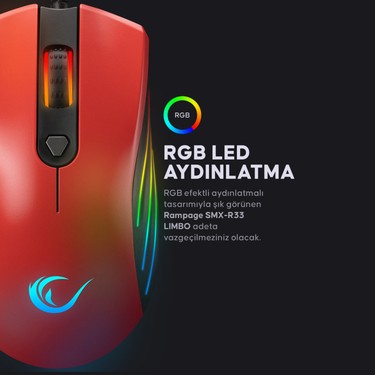 Rampage SMX-R33 Lımbo Makrolu Siyah/Kırmızı 6400DPI Rgb Fiyatı