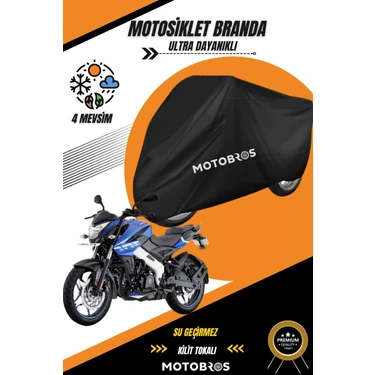 Motobros Bajaj Ns 200 Siyah Su Geçirmez Dayanıklı Motosiklet Brandası (En Kalın) Kumaş Ömürlük