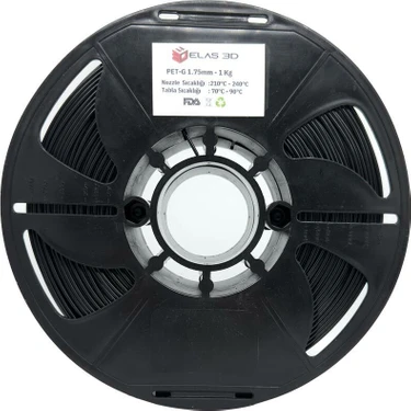 Elas 3D Elas Siyah Pet-G Filament 1.75MM