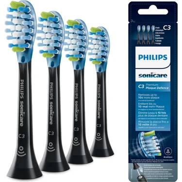 Orijinal Philips Sonicare C3 Yedek Diş Fırçası Kafaları Için  HX9044/65  Siyah  4'lü Paket (Yurt