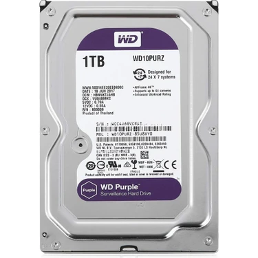 WD 1 Tb Wd 3.5 Purple Sata3 5400RPM 64MB 7/24 Guvenlık Fiyatı