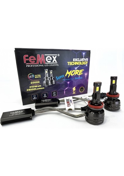 Super More H8 Şimşek Etkili LED Xenon 240W 28000 Lumen