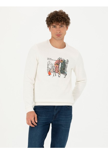 Pierre Cardin Erkek Ekru Regular Fit Sweatshirt 50276187-VR019