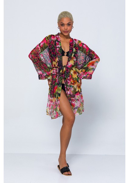 Exclusive Pole Çiçek Desen Kimono