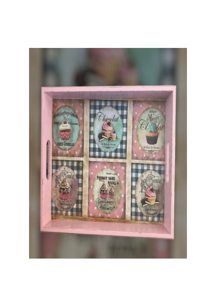 Cupcake Ahşap Tasarım Tepsi