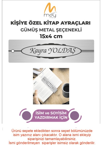 Mey Art Kitap Ayracı  Gümüş Metal Renk  Isme Özel Püsküllü