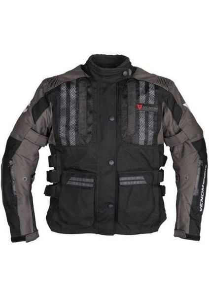 Venom Tourex Touring Motorsiklet Ceket ( Mont ) Gri - Siyah