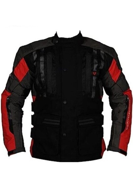 Su ve Rüzgar Geçirmez CE Korumalı 600D Kumaş Siyah Kırmızı Touring Motosiklet Ceketi – Dayanıklı ve Konforlu fiyatları