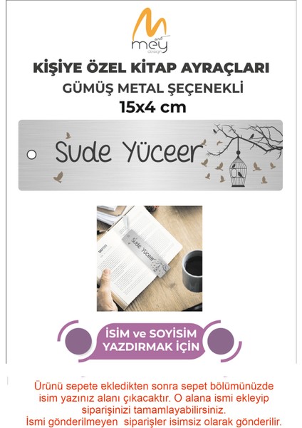 Mey Art Kitap Ayracı  Gümüş Metal Renk  Isme Özel Püsküllü