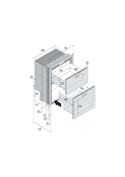 Vitrifrigo Buzdolabı. Model DW210 Ocx2 Rfx 78+104 Litre