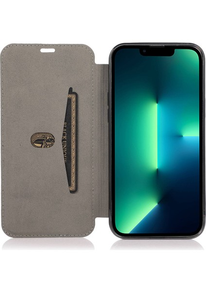 Iphone 14 Pro Telefon Kılıfı Için 6.1 Inç Pu Deri Folyo Elektrokaplatma Kılıfı Şeffaf Tpu Arka Stand Flip Kapak Kart Yuvası-Black (Yurt Dışından)