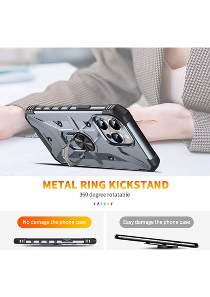 Iphone 14 Pro 14 Için Prop Telefon Kılıfı Askeri Sınıf Yüzük Araç Montaj Kickstand Case Hybrid Hard Pc Yumuşak Tpu Şok Geçirmez Koruyucu Kapak-Dark Yeşil (Yurt Dışından) fiyatları