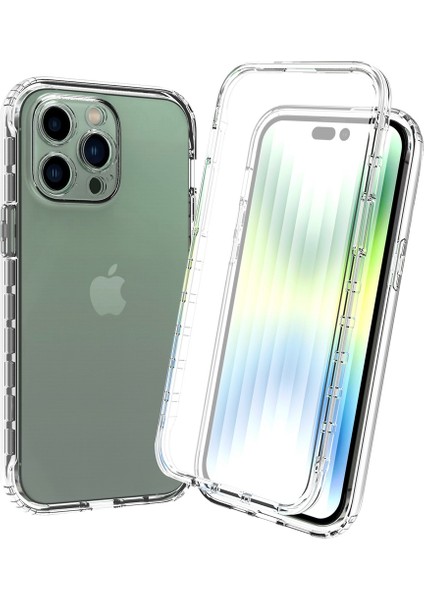 Iphone 14 Pro Telefon Kılıfı Için 6.1 Inç 3'ü 1 Arada Hibrit Pc+Tpu Çok Yönlü Koruma Kapağı Gradyan Giyim-Dayanıklı Mobil Pet Ekranı Koruyucu-Tüketim ile (Yurt Dışından)