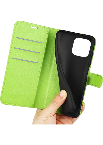 Iphone 14 Pro Telefon Kılıfı Için 6.1 Inç Litchi Doku Pu Deri Deri Stand Flip Cover Anti-Slatch Tam Koruyucu Cüzdan Telefon Vaka Yeşil (Yurt Dışından)