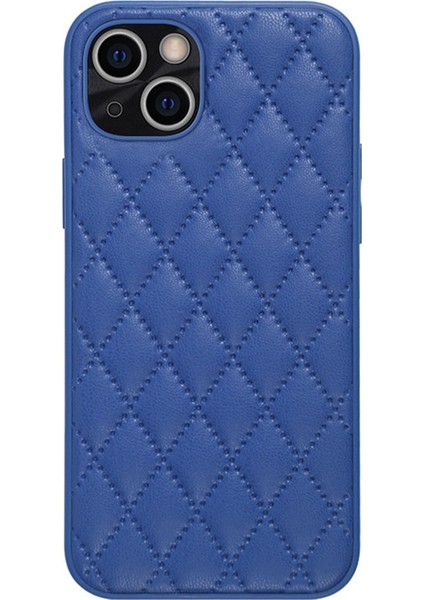 Iphone 14 Telefon Kasası Rhombus Doku Tasarımı Pu Derisi+Tpu Şok Geçirmez Kayma Dışı Kavrama Koruyucu Kapak-Mavi (Yurt Dışından)