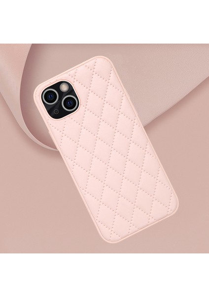 Iphone 14 Telefon Kasası Rhombus Doku Tasarımı Pu Derisi+Tpu Şok Geçirmez Kayma Dışı Kavrama Koruyucu Kapak-Mavi (Yurt Dışından)