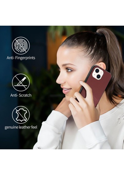 Iphone 14 Telefon Kasası Için Telefon Geri Kapağı 6.1 Inç Cowhide Deri Kaplamalı Tpu+Pc Çizik Dirençli Koruyucu Telefon Kasa-Karanlık Kırmızı (Yurt Dışından) fırsatları
