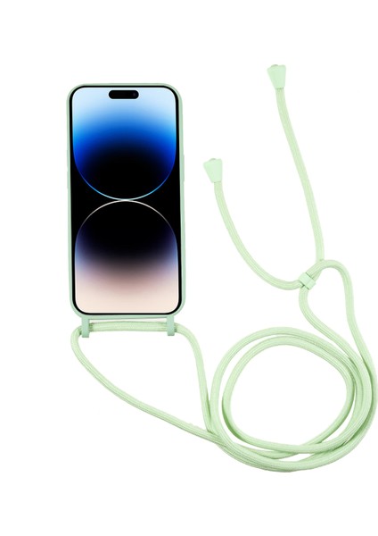 Iphone 14 Pro Fone Case Için Sıvı Silikon Kapak Kart Yuvası Kayış Işığı Yeşil ile Çizgiye Karşı Çizelge Anti Şok Geçirmez Kılıf (Yurt Dışından)