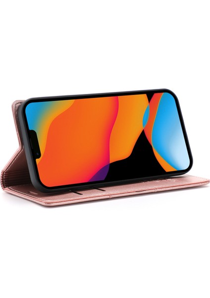 Iphone 14 Pro Telefon Kılıfı 6.1 Inç Pu Deri Cüzdan Kılıfı Manyetik Otomatik Absorlanmış Tam Koruma Cep Telefon Kabuğu Stand-Rose Gold ile (Yurt Dışından) modelleri