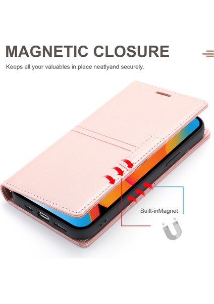 Iphone 14 Pro Telefon Kılıfı 6.1 Inç Pu Deri Cüzdan Kılıfı Manyetik Otomatik Absorlanmış Tam Koruma Cep Telefon Kabuğu Stand-Rose Gold ile (Yurt Dışından) fırsatları