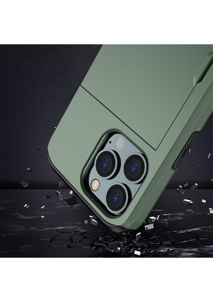 Iphone 14 Pro 6.1 Inç Çizgiye Döküm Anti Telefon Kılıf Kart Tutucu Yumuşak Tpu+Sert Pc Hibrid Kapak-Dark Yeşil (Yurt Dışından) fırsatları