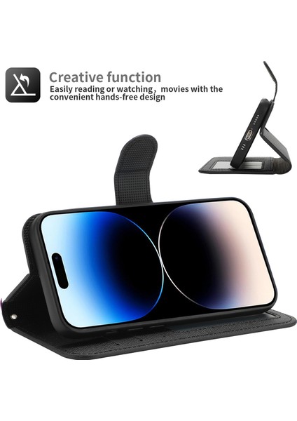 Iphone 14 Pro Telefon Kılıfı Çıkarılabilir Tpu Geri Kılıf Çapraz Doku Pu Deri Derdan Damla Koşullu Kapak Flip Stand Cüzdan Kabuk Black (Yurt Dışından)