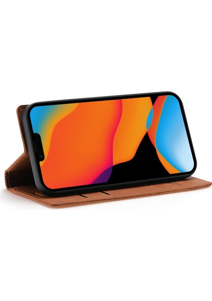 Iphone 14 Pro Telefon Kılıfı 6.1 Inç Pu Deri Cüzdan Kılıfı Manyetik Otomatik Absorlanmış Tam Koruma Cep Telefon Kabuğu Stand-Brown (Yurt Dışından) modelleri