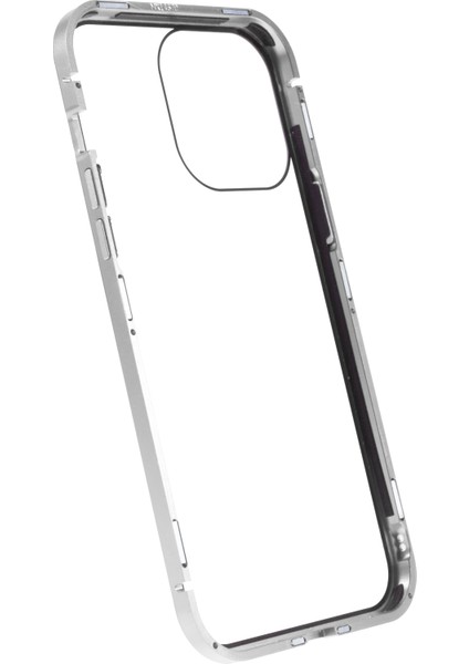 Iphone 14 Pro Fone Case Için Damla Dayanıklı Anti-Peep Metal Çerçevesi+Çift Sandalı Temperli Cam Hibrit Kapak Manyetik Kapatma Silver (Yurt Dışından) fiyatları
