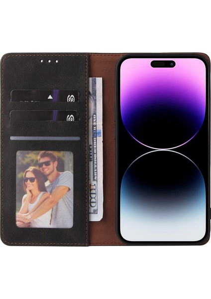 Iphone 14 Pro Telefon Kılıfı Için Ultra Ince Manyetik Telefon Kapak Kapağı Şok Geçirmez Stand Cüzdanı Pu Deri Cep Telefon Kılıfı Black (Yurt Dışından) fiyatları