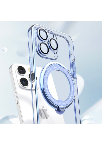 Iphone 14 Pro Phone Case Şok Geçirmez Kılıf Pc+Tpu Telefon Kapağı Dönen Kickstand Magsafe-Silver ile Uyumlu (Yurt Dışından)
