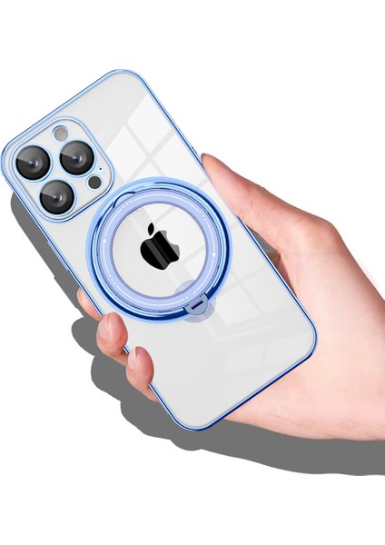 Iphone 14 Pro Phone Case Şok Geçirmez Kılıf Pc+Tpu Telefon Kapağı Dönen Kickstand Magsafe-Silver ile Uyumlu (Yurt Dışından)