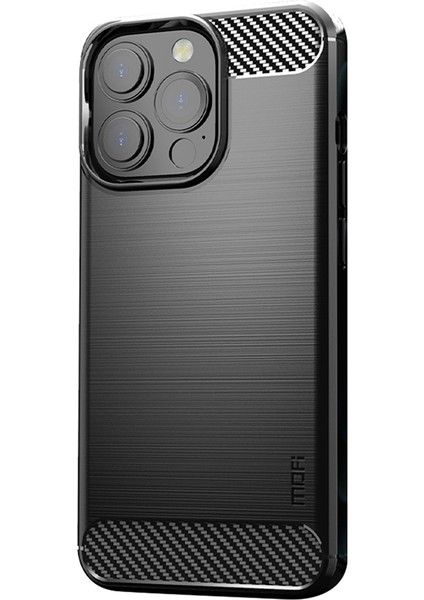 Iphone 14 Pro Telefon Kılıfı 6.1 Inç Öne Parçalı Yumuşak Tpu Arka Kapak Fırçalanmış Yüzey Anti-Yağ Karbon Fiber Telefon Kılıf (Yurt Dışından)