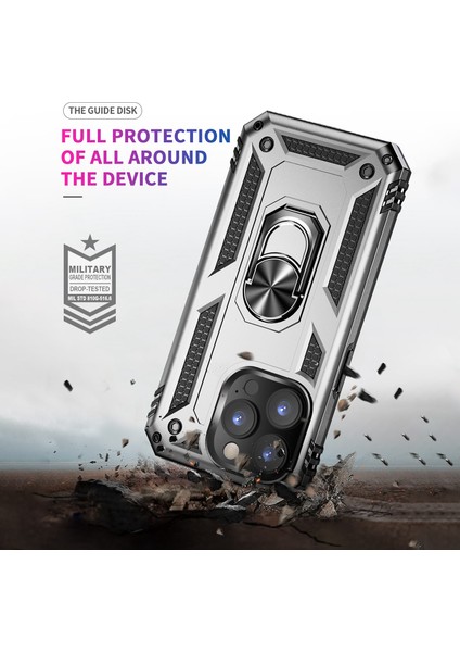 Iphone 14 Pro Telefon Kılıfı Için 6.1 Inç Yumuşak Tpu+Sert Pc Araba Montajı Metal Sac Silver ile Kickstand Kapak (Yurt Dışından) fiyatları