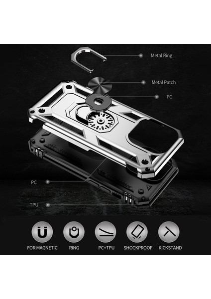 Iphone 14 Pro Telefon Kılıfı Için 6.1 Inç Yumuşak Tpu+Sert Pc Araba Montajı Metal Sac Silver ile Kickstand Kapak (Yurt Dışından) fırsatları