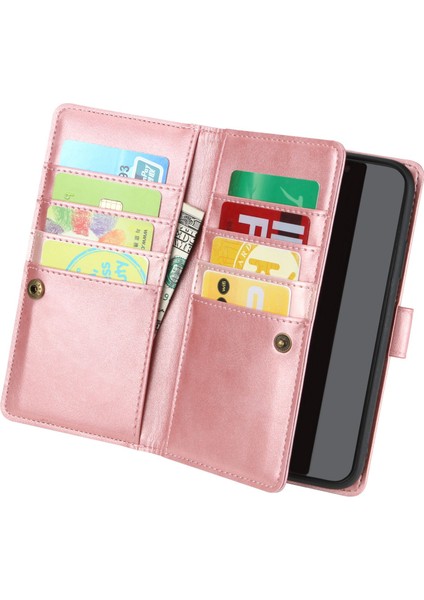 Iphone 14 Pro Telefon Kılıfı 6.1 Inç Deri Deri Flip Cüzdan Kılıfı Çoklu Kart Yuvaları Stand Manyetik Telefon Kapağı El Strap-Rose Altın (Yurt Dışından) fiyatları