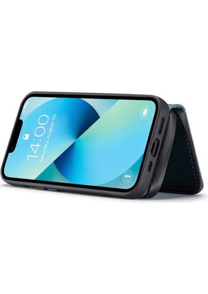 Iphone 14 Telefon Kasası Için Fermuarlı Cüzdan Şok Geçirmez Pu Deri Kaplı Tpu Kapak Kickstand Çıkarılabilir Telefon Kasası Mavisi (Yurt Dışından)