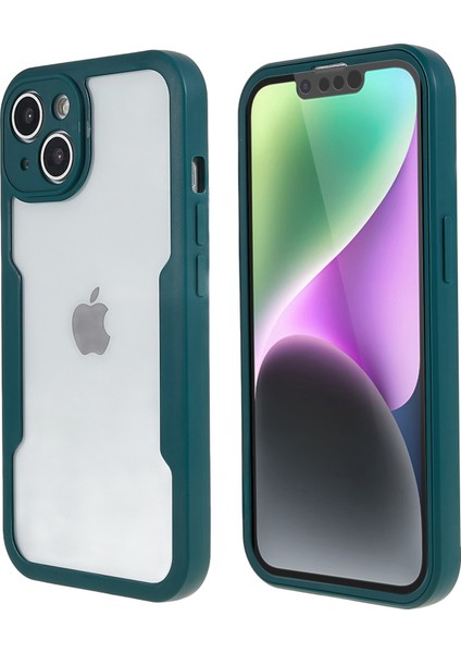 Iphone 14 Telefon Kasası Bırakılışa Dayanıklı Kamera Lens Koruma Evcil Hayvan Ekranı Film+Akrilik+Tpu Cep Telefonu Kapak-Karanlık Yeşil (Yurt Dışından)