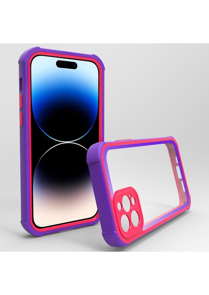 Iphone 14 Pro Phone Case Şok Geçirmez Kasa Anti-Fall Koruyucu Telefon Kapağı Hibrit Kılıf Desteği Kablosuz Şarj Mavisi Mor/gül (Yurt Dışından) fiyatları