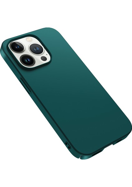 Iphone 14 Pro Telefon Vaka Şok Geçirmez Düz Renk Anti-Çizgi Kamera Koruması Pc Cep Telefonu Geri Kapak Yeşili (Yurt Dışından)