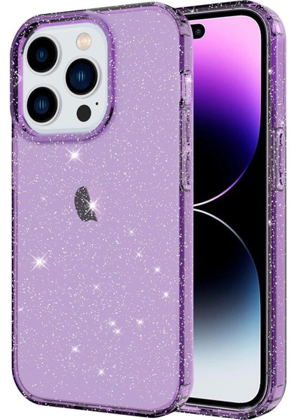 Iphone 14 Pro Glitter Powder Decor Tpu Kasa Telefon Drap-Droaf Kasa Kaplama Kaplama Kapak Mülkiyeti (Yurt Dışından)