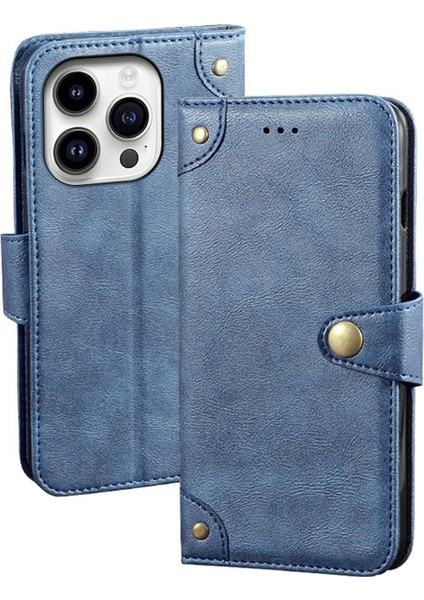 Iphone 14 Pro 14 Pro Telefon Kılıfı Cep Telefonu Kabuk Çantası Pu Deri Deri Stand Telefon Kapağı Çizelge Anti Doku Doku Telefon Kılıf Mavisi (Yurt Dışından)