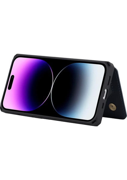 Iphone 14 Pro 14 Pro Telefon Kılıfı Anti-Dut Pu Deri Kaplamalı Tpu Manyetik Snap Düğmesi Cüzdan Telefon Kapağı Kickstand Telefon Kabuk Mavisi (Yurt Dışından) modelleri