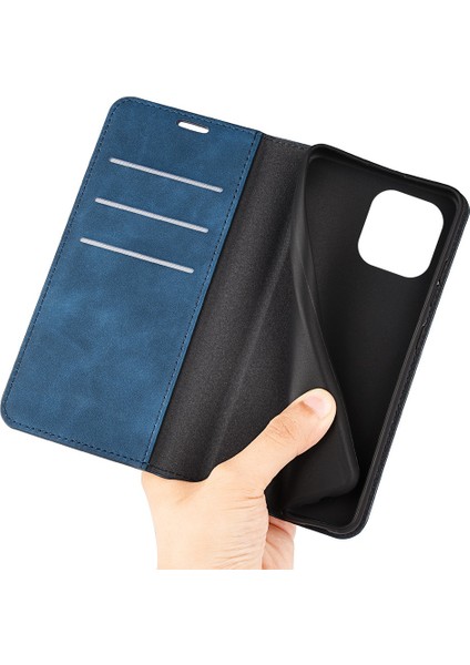 Iphone 14 Pro Telefon Kılıfı 6.1 Inç Yumuşak Ten Duygu Deri Folio Kitap Flip Cover Yatay Görüntüleme Standı Manyetik Emilim Telefon Kılıf Mavisi (Yurt Dışından) fırsatları